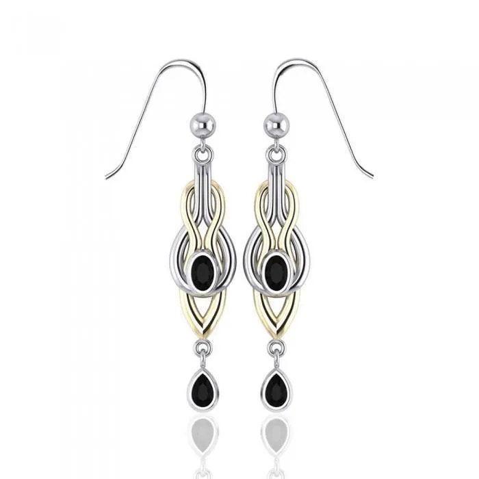 Black Magic Braided Silver & Gold Earrings MER385