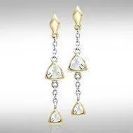 Black Magic Hanging Triangles Silver & Gold Earrings MER397