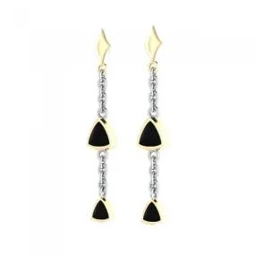 Black Magic Hanging Triangles Silver & Gold Earrings MER397