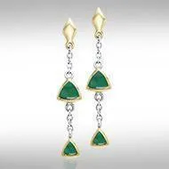 Black Magic Hanging Triangles Silver & Gold Earrings MER397