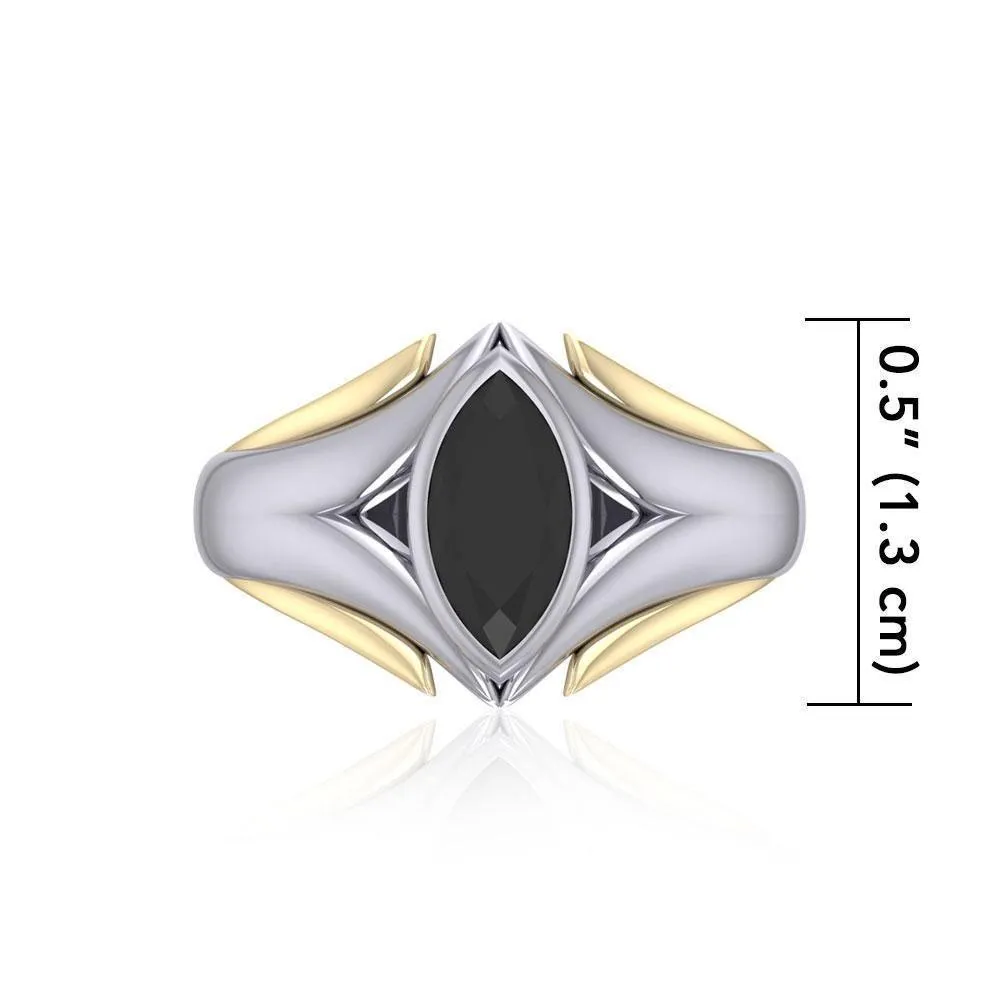 Black Magic Marquis Silver & Gold Ring MRI457