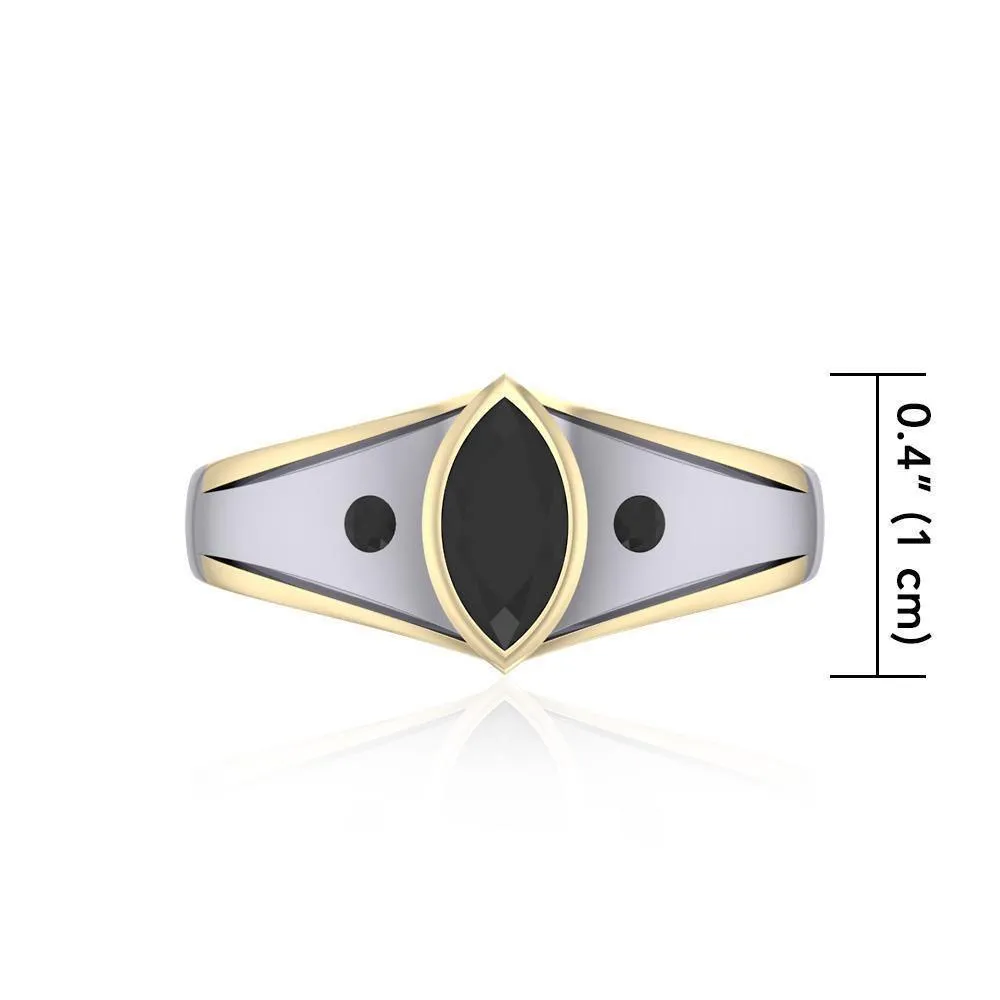 Black Magic Marquis Silver & Gold Ring MRI458