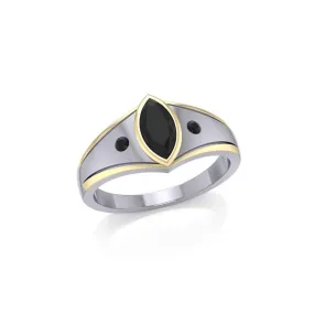 Black Magic Marquis Silver & Gold Ring MRI458