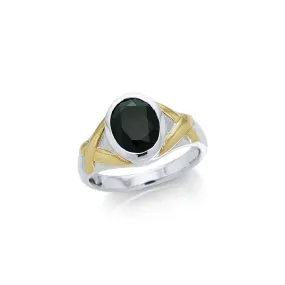 Black Magic Marquis Silver & Gold Ring MRI459