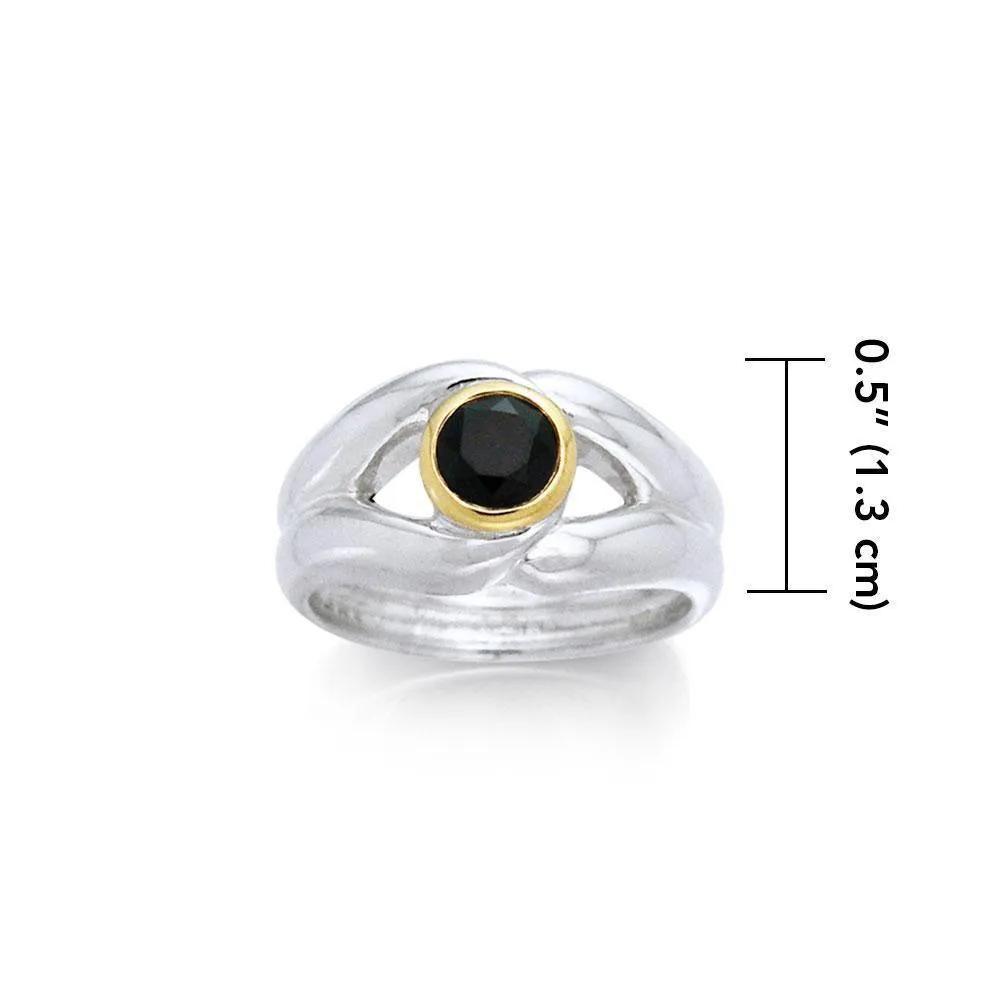 Black Magic Marquis Silver & Gold Ring MRI460