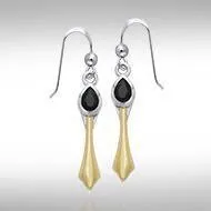 Black Magic Silver & Gold Pendant Earrings MER407