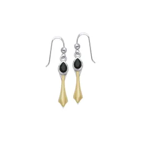 Black Magic Silver & Gold Pendant Earrings MER407