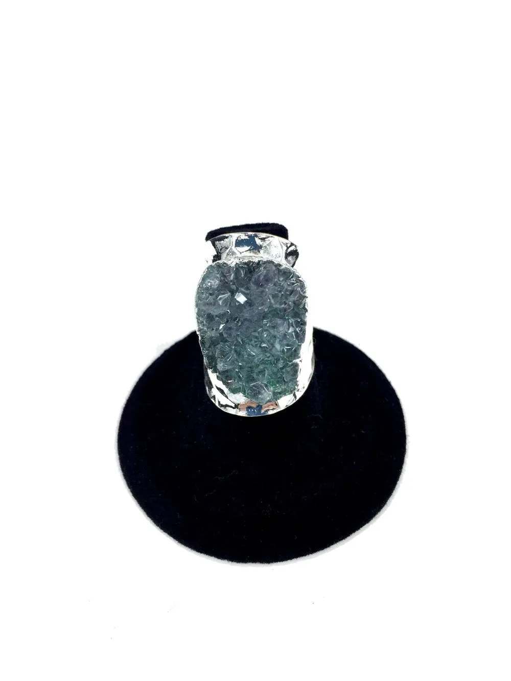 Blue Druzy Stone Hammer Finish Ring O.O.A.K.