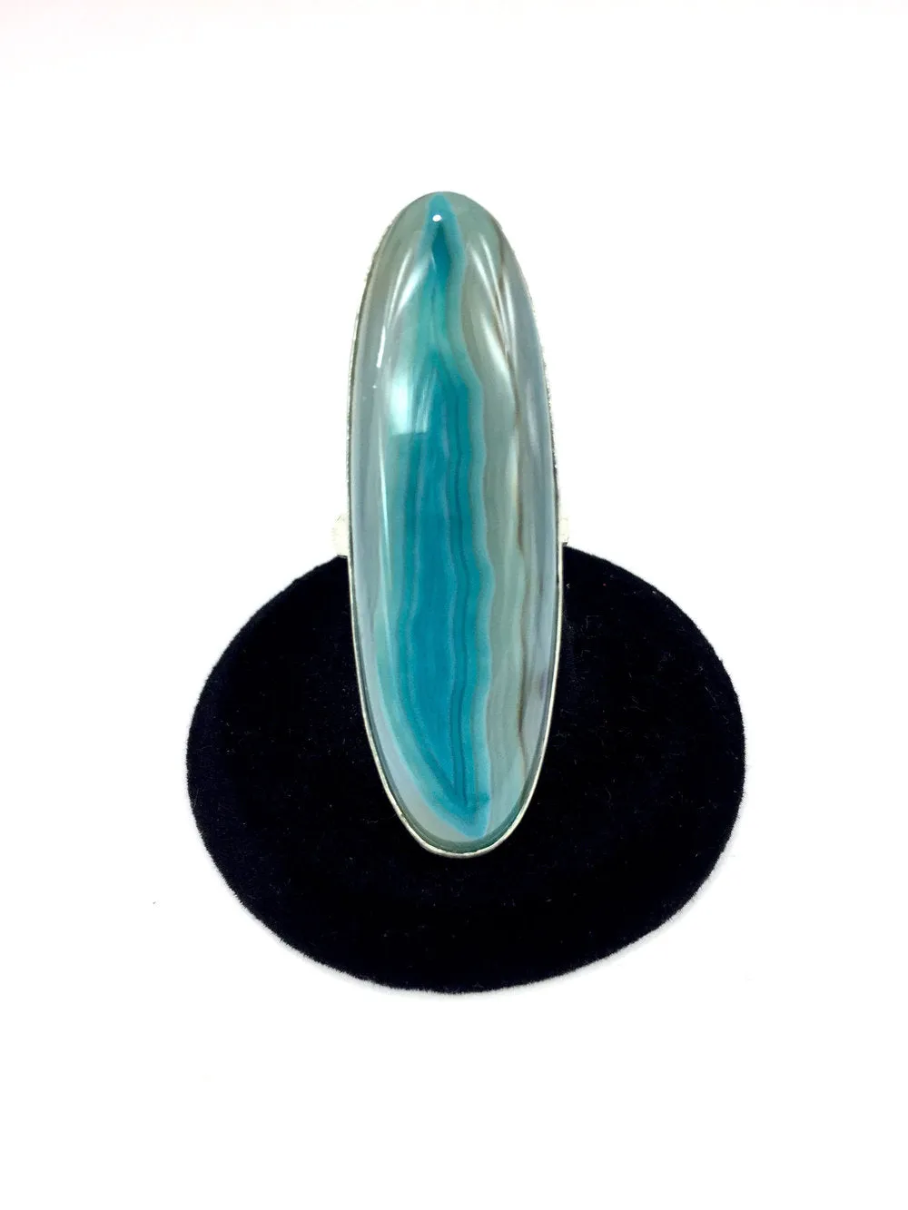 Blue Oval Agate Ring