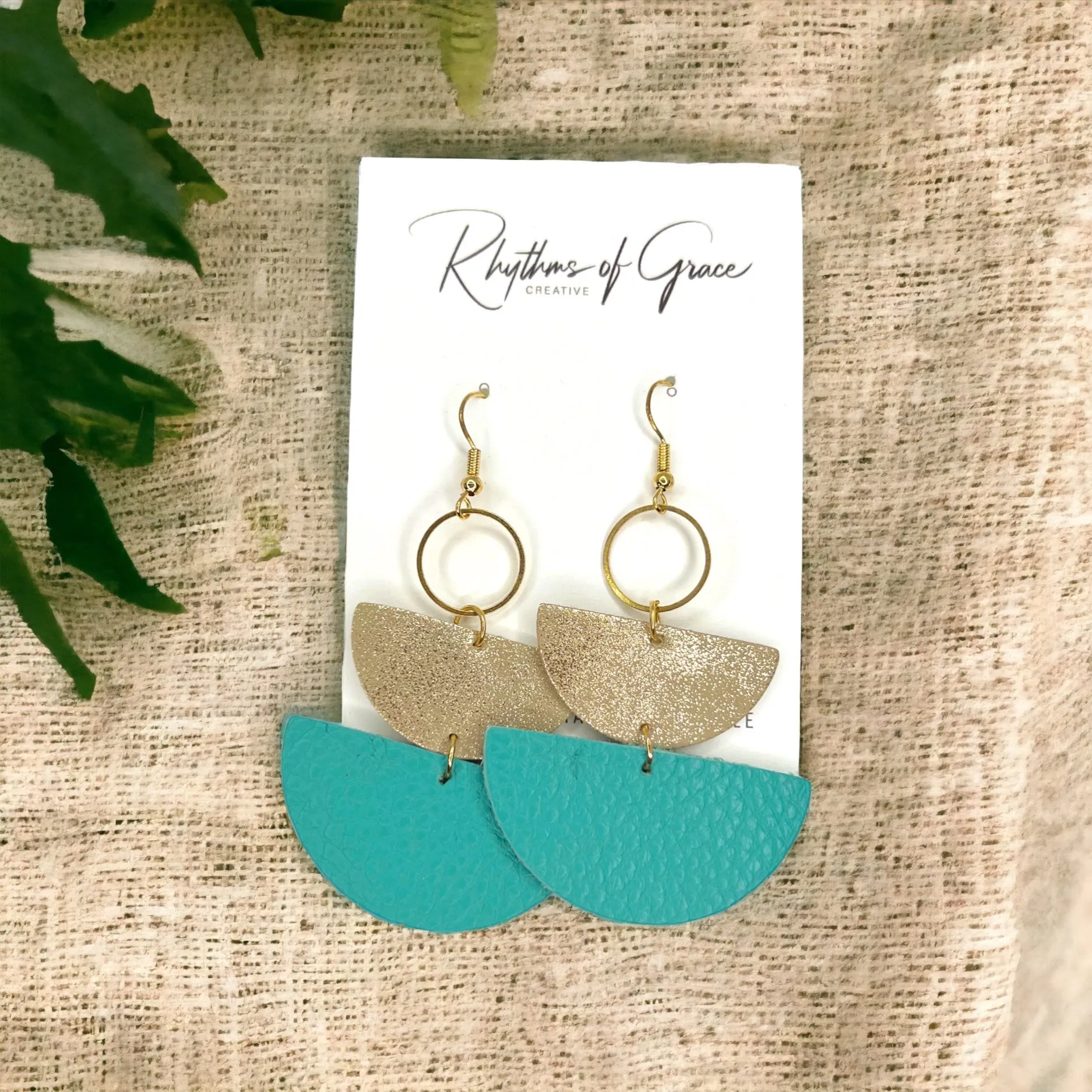 Boho Chic Earrings - Teal Earrings, Black and Gold Earrings, Bohemian Style