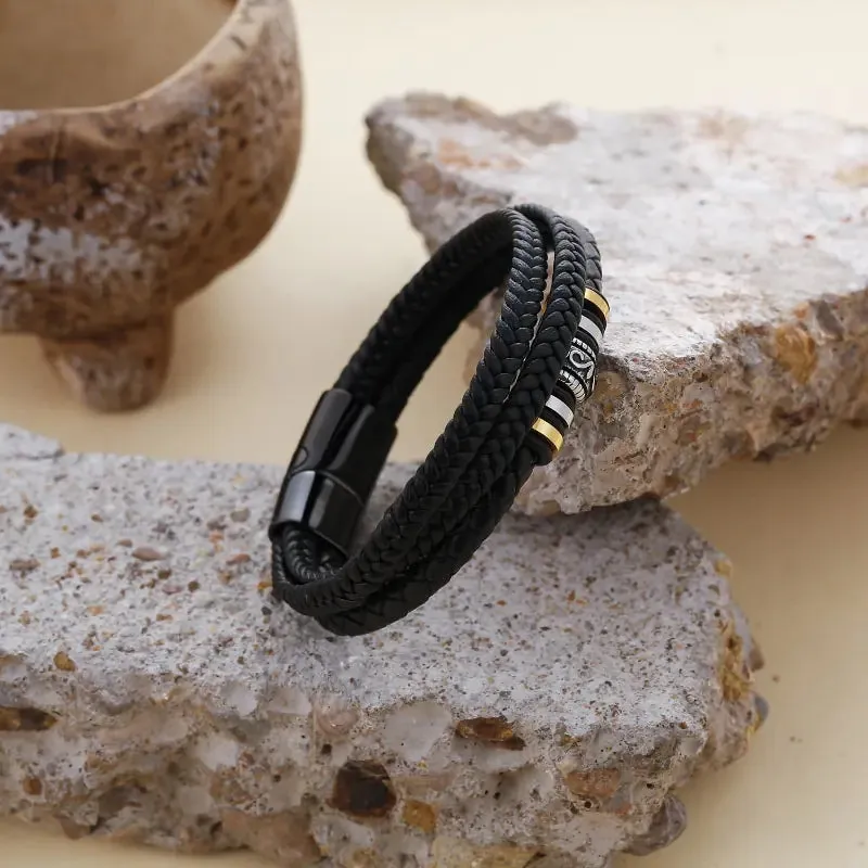 Braided Leather Bracelets for Men - Vegan leather - Imported