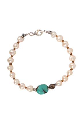 Breathe Deep Pearl, Quartz & Turquoise Bracelet