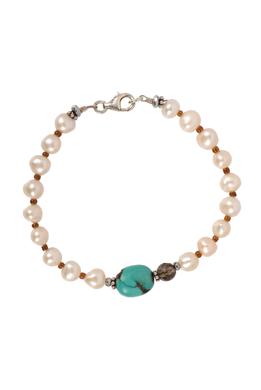 Breathe Deep Pearl, Quartz & Turquoise Bracelet