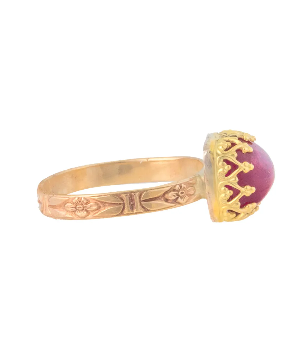 Burma "Sugar loaf" natural Ruby Ring in Gold by Galit