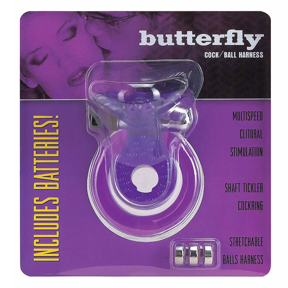 Butterfly Cock & Ball Harness Cock Ring With Bullet Vibrator