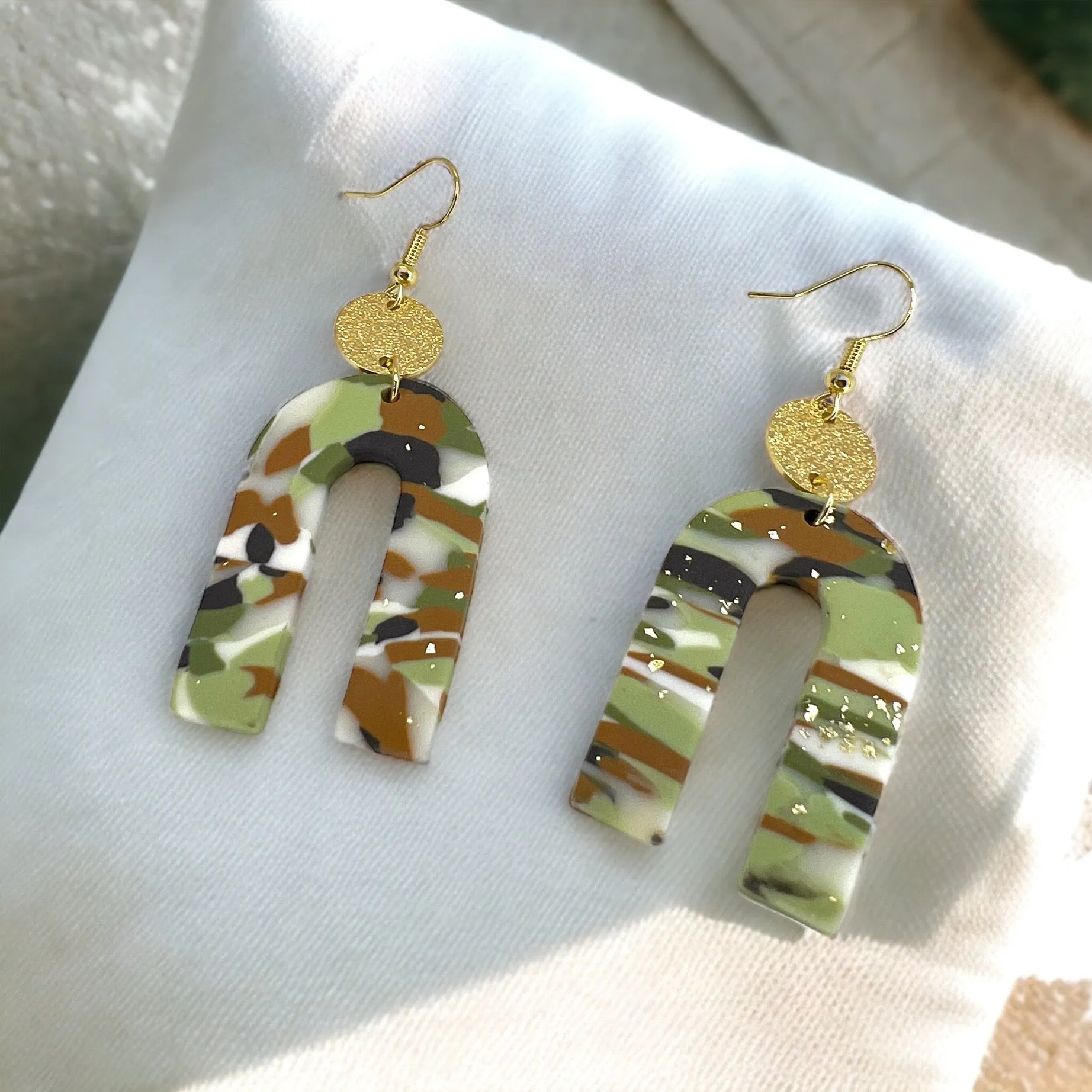 Camo Drop Earrings - Camouflage Earrings, Hunter Green, Hunting Accessories Camping Earrings, Sportsman Paradise, Country Princess, Adventure Seeker