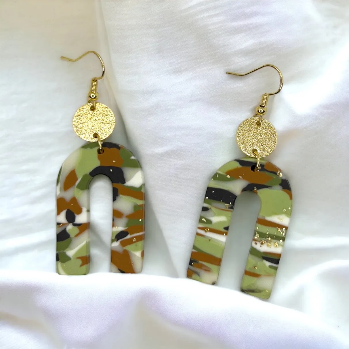 Camo Drop Earrings - Camouflage Earrings, Hunter Green, Hunting Accessories Camping Earrings, Sportsman Paradise, Country Princess, Adventure Seeker