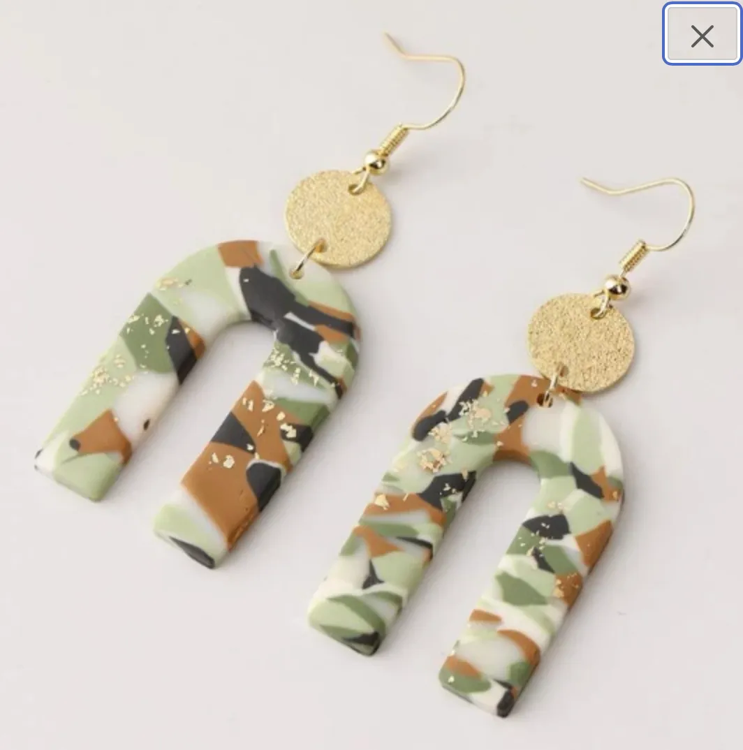 Camo Drop Earrings - Camouflage Earrings, Hunter Green, Hunting Accessories Camping Earrings, Sportsman Paradise, Country Princess, Adventure Seeker