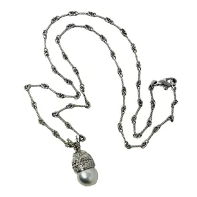 Cassis 18K White Gold Necklace with 10mm South Sea Pearl and Diamonds