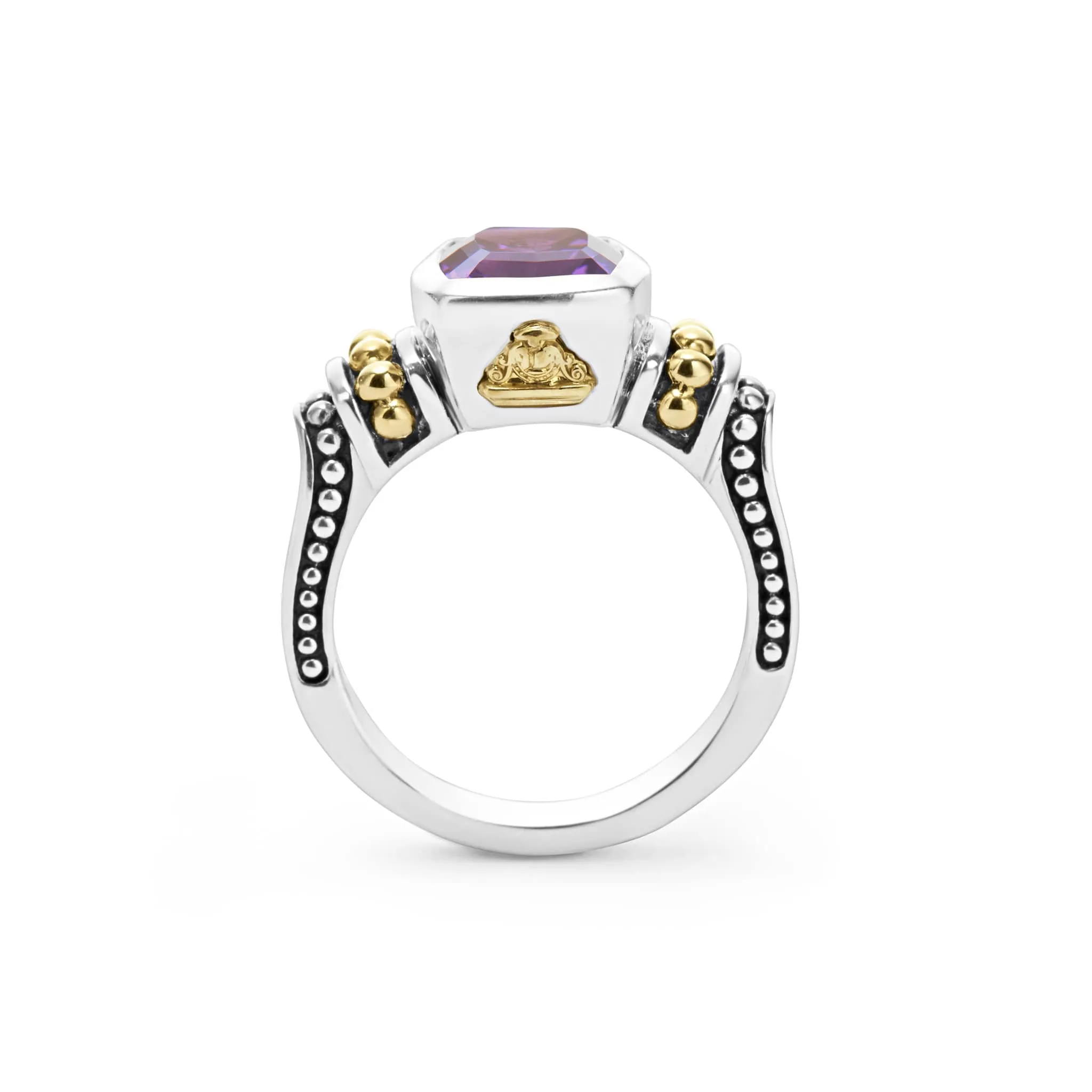 Caviar Color Bezel-Set Amethyst Ring