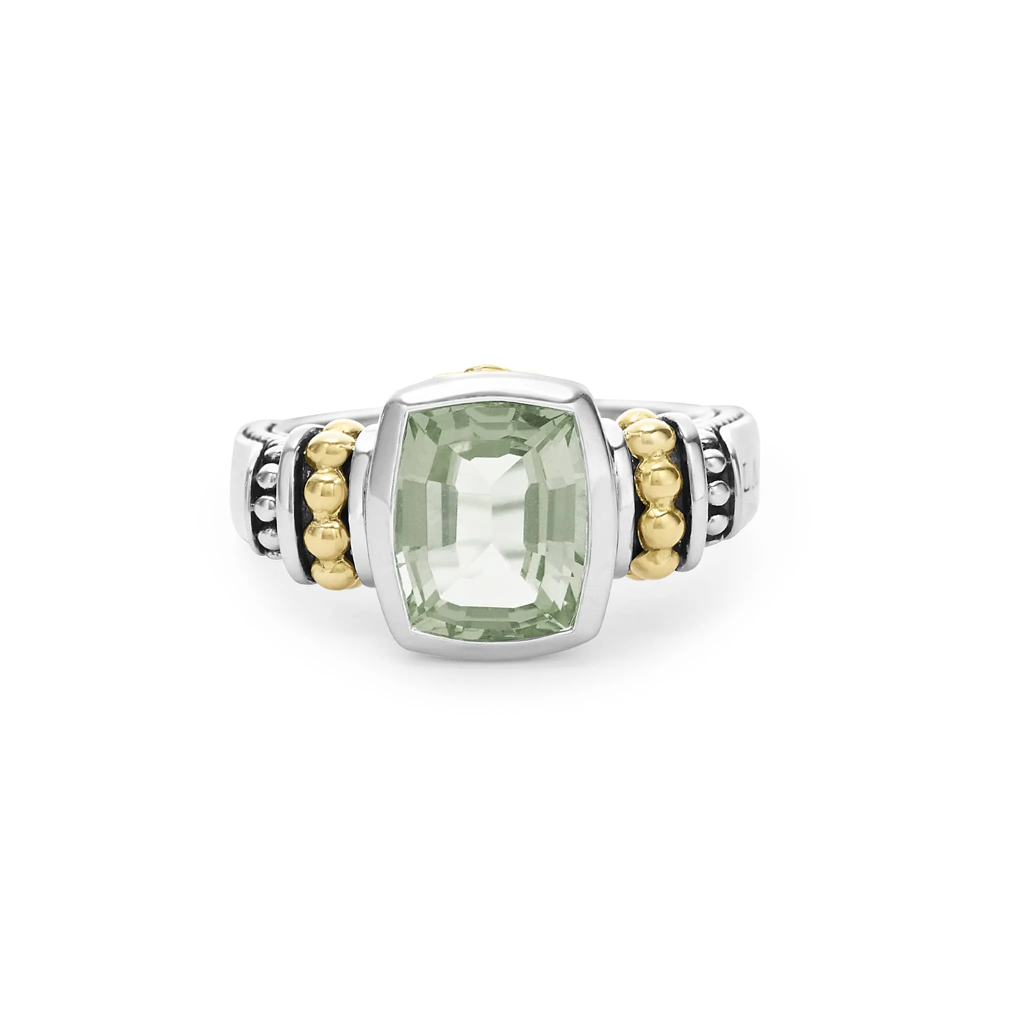 Caviar Color Bezel-Set Prasiolite Ring