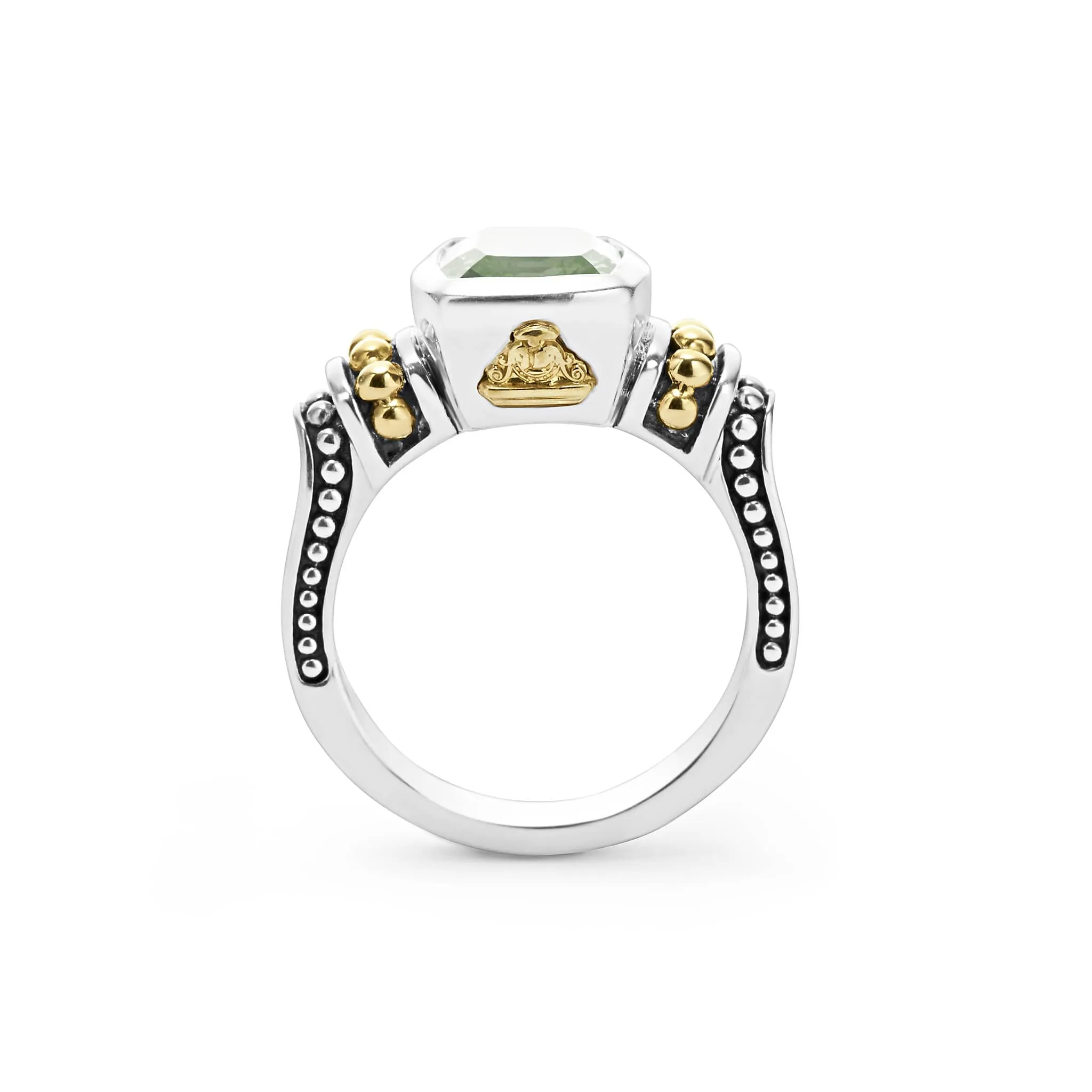 Caviar Color Bezel-Set Prasiolite Ring