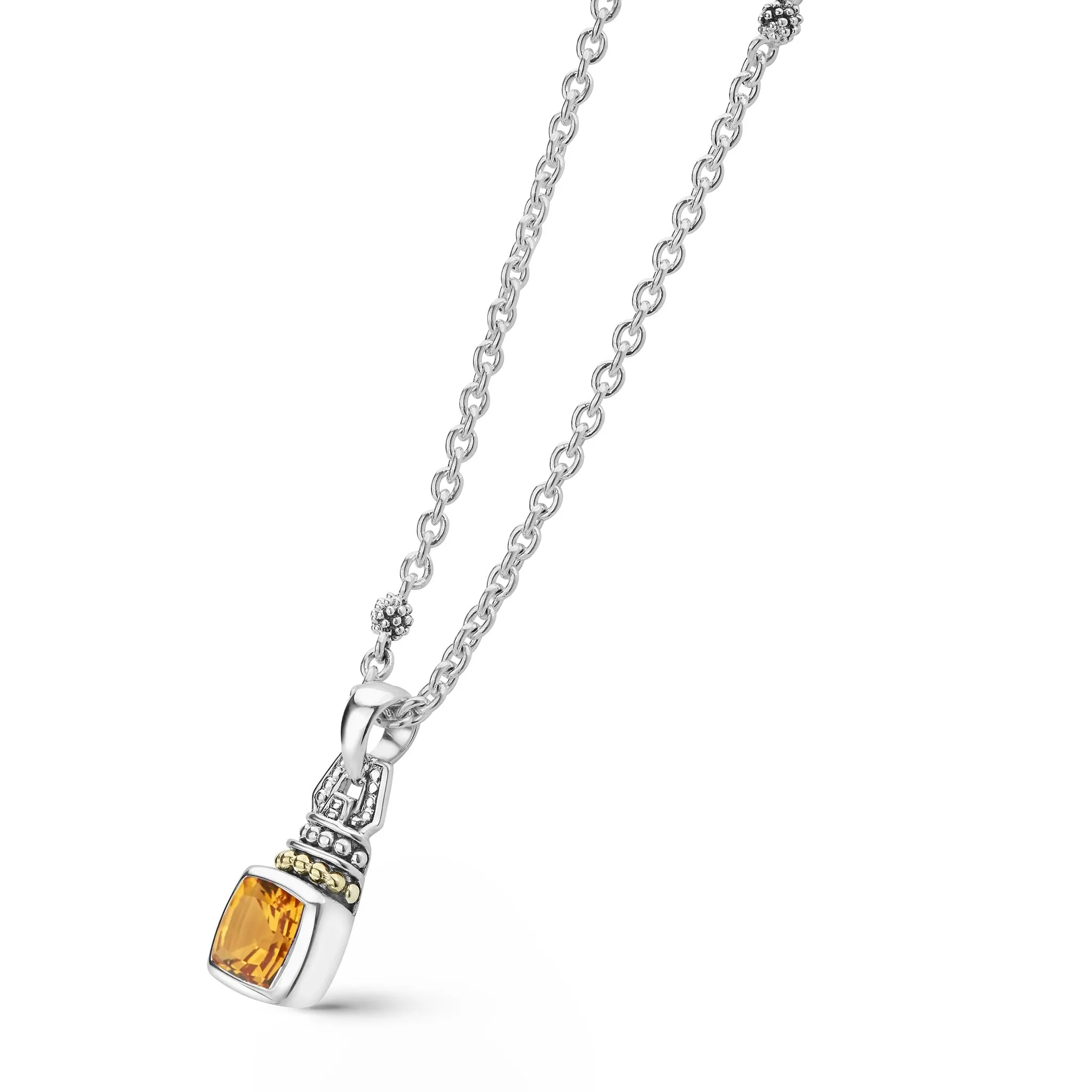 Caviar Color Citrine Pendant Necklace