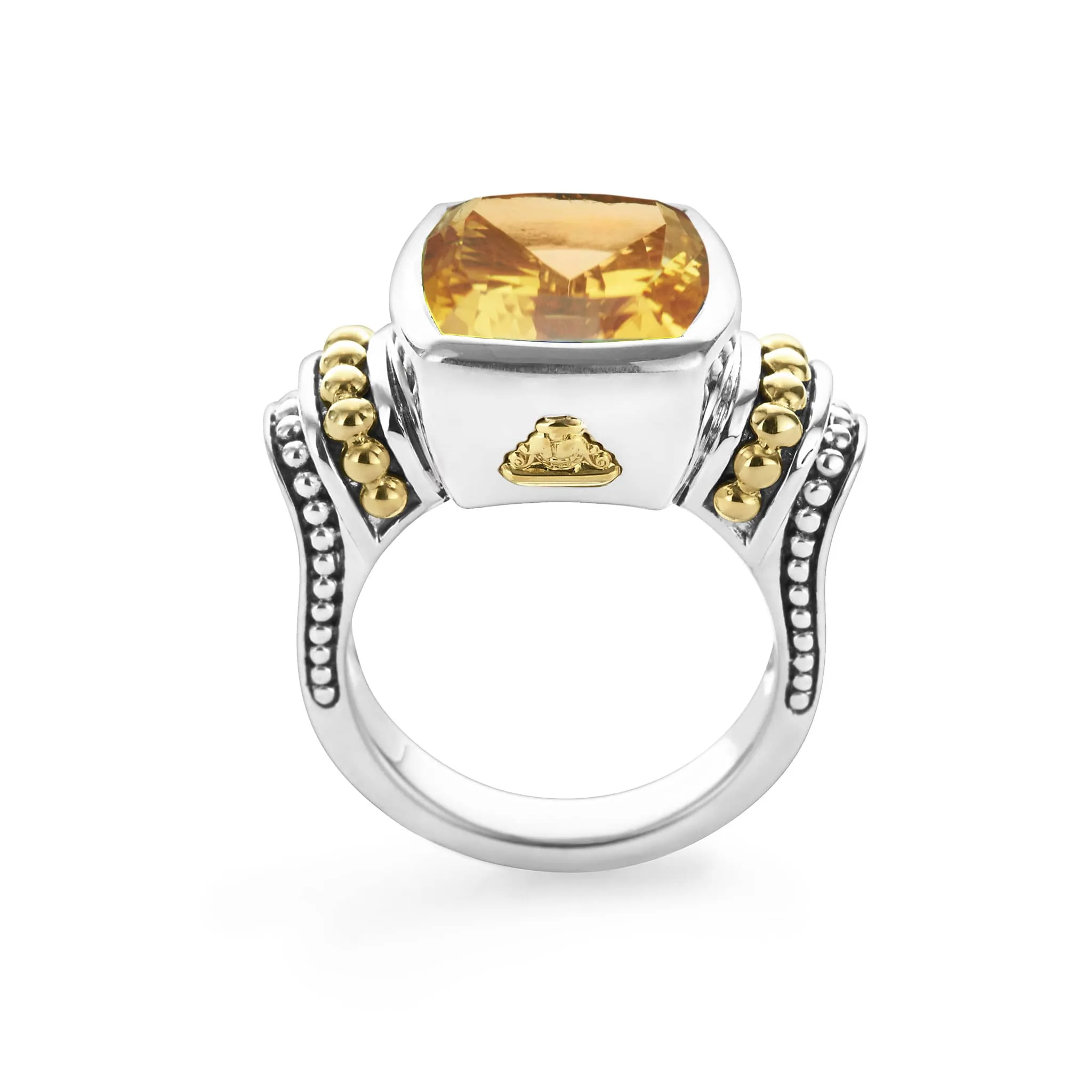 Caviar Color Small Citrine Statement Ring