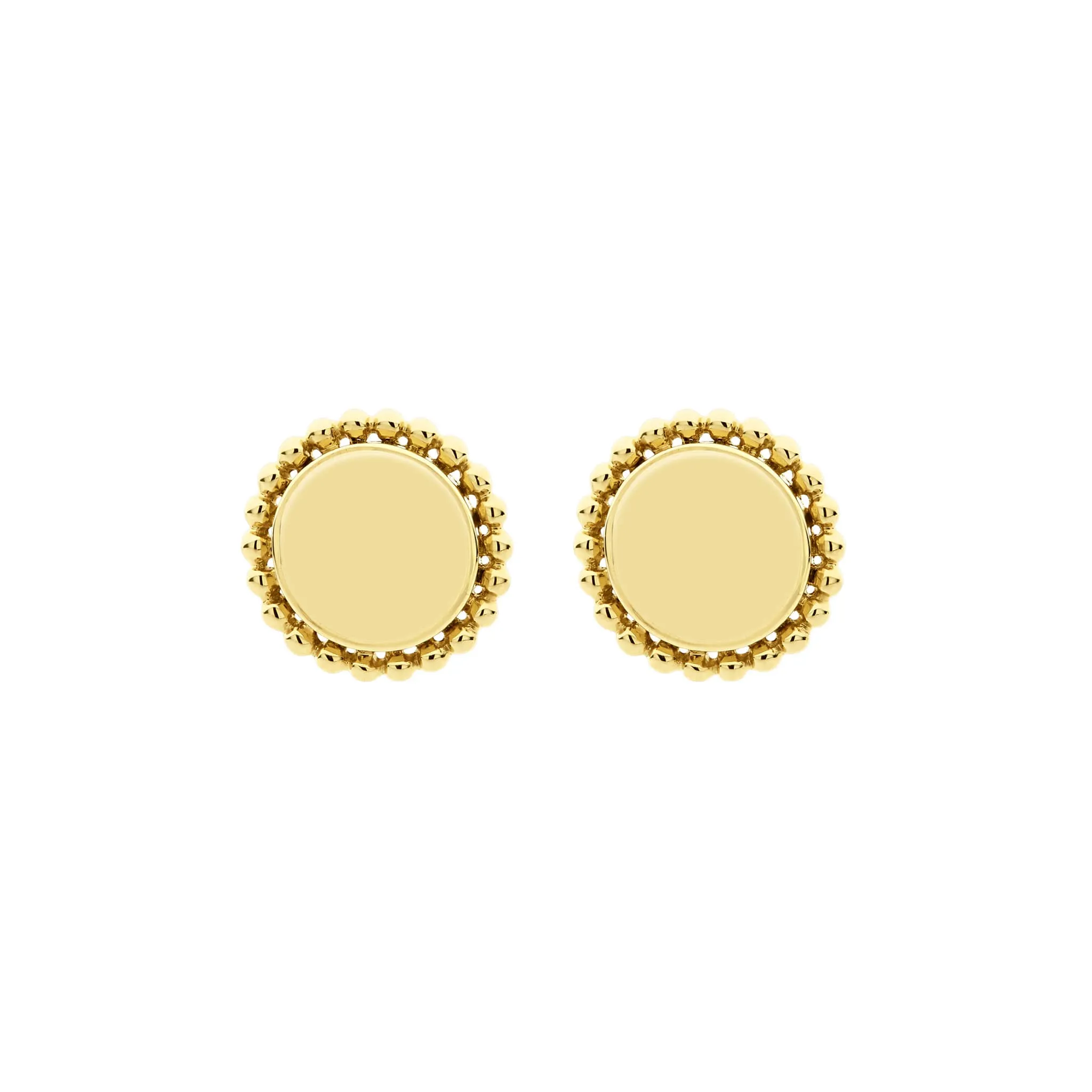 Caviar Gold 18K Gold Circle Stud Earrings