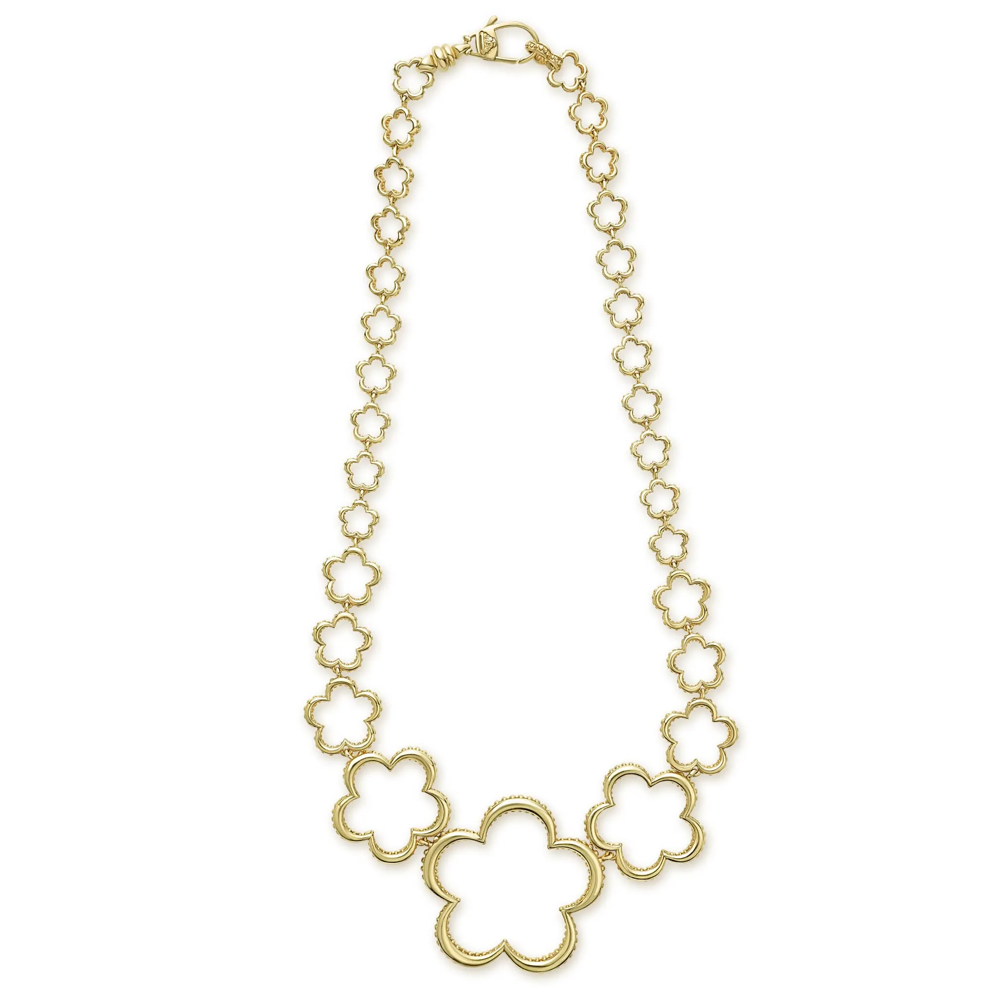 Caviar Gold 18K Gold Floral Link Necklace