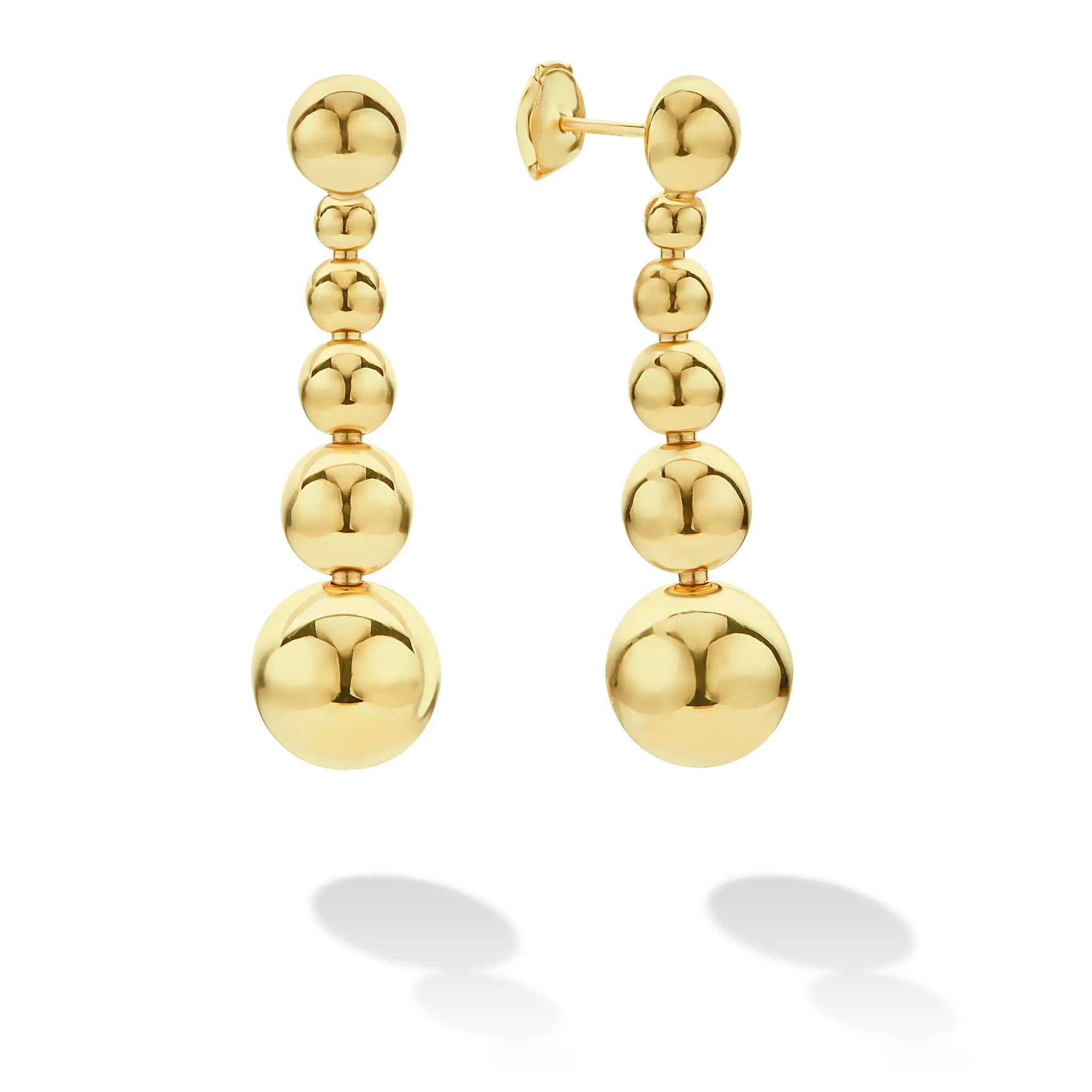 Caviar Gold Six Graduated Bead Drop Earrings