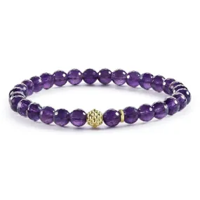 Caviar Icon Amethyst Gold Station Bead Bracelet