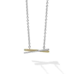 Caviar Lux Two-Tone X Diamond Necklace