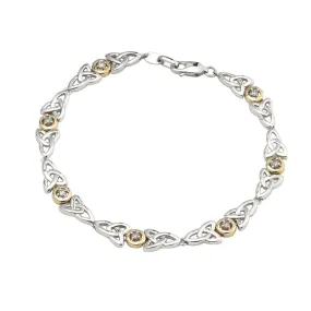 Celtic Trinity Knot Diamond Bracelet, Gold & Silver