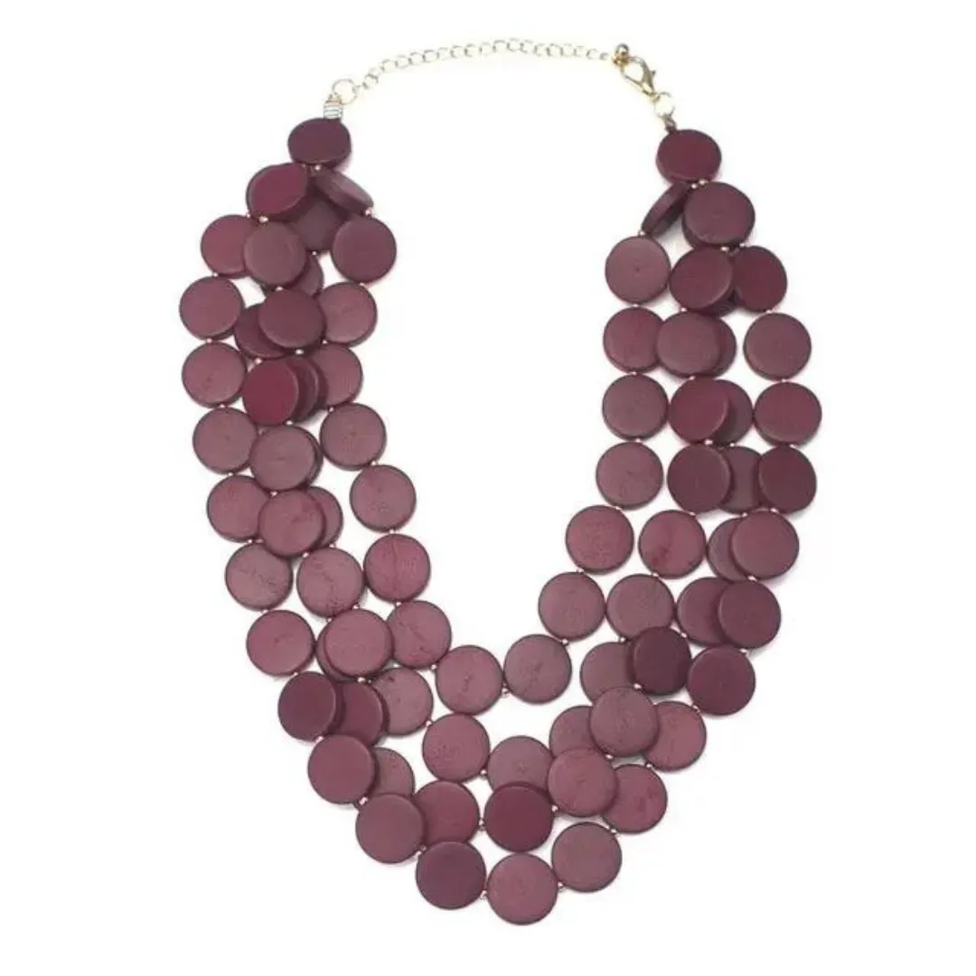 Chokore Bohemian Necklace with Wooden Beads (Deep Red)