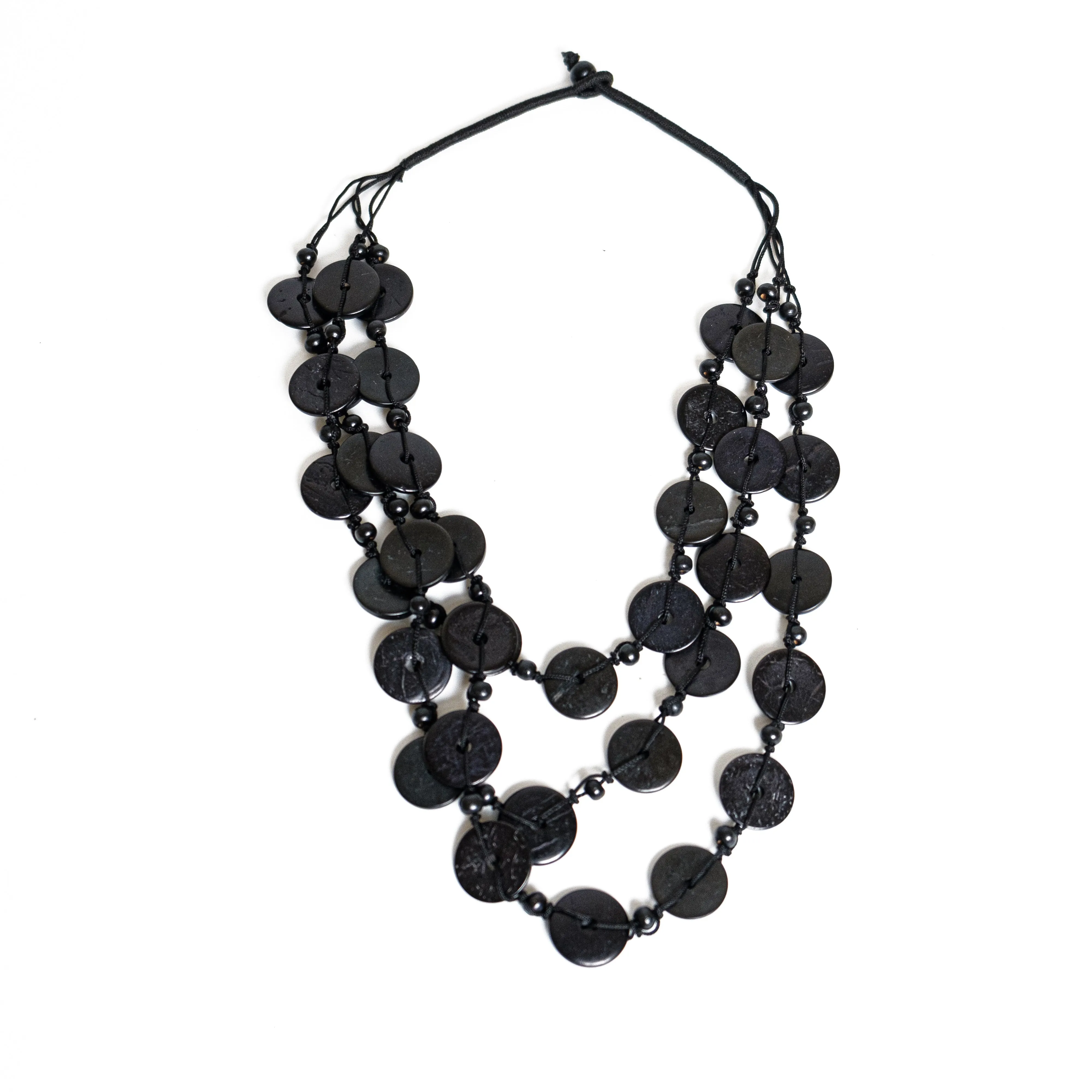 Chokore Multi-layer Long Coconut Shell Necklace (Black)