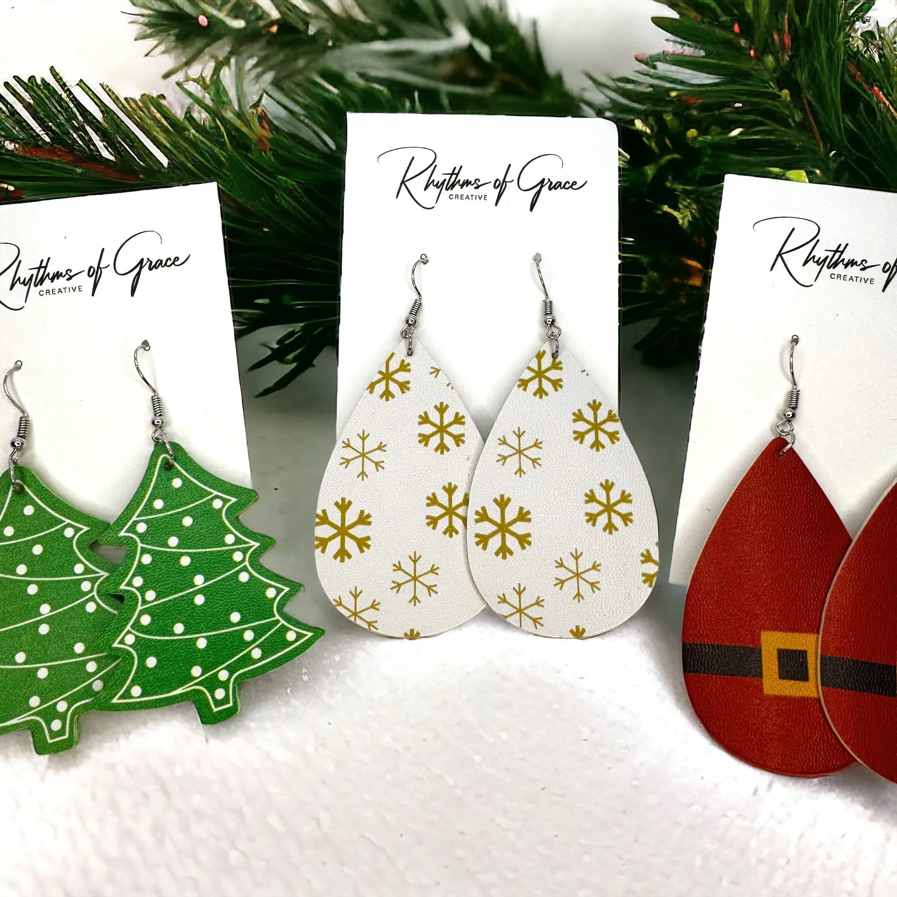 Christmas Earrings - Christmas Tree Earrings, Santa Costume, Christmas Jewelry, Handmade Earrings, Rudolph the Red Nosed Reindeer, Snowflake Earring