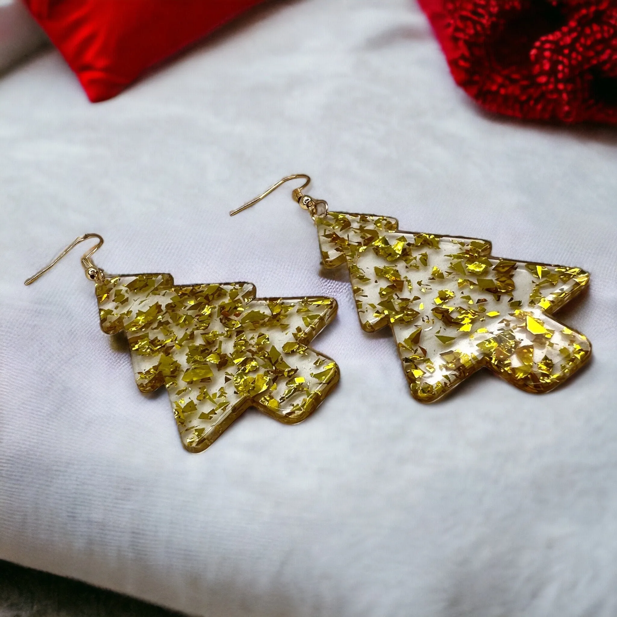 Christmas Tree Earrings - Christmas Earrings, Rhinestone Christmas, Christmas Jewelry, Christmas Jewelry, Handmade Earrings, Glitter Trees