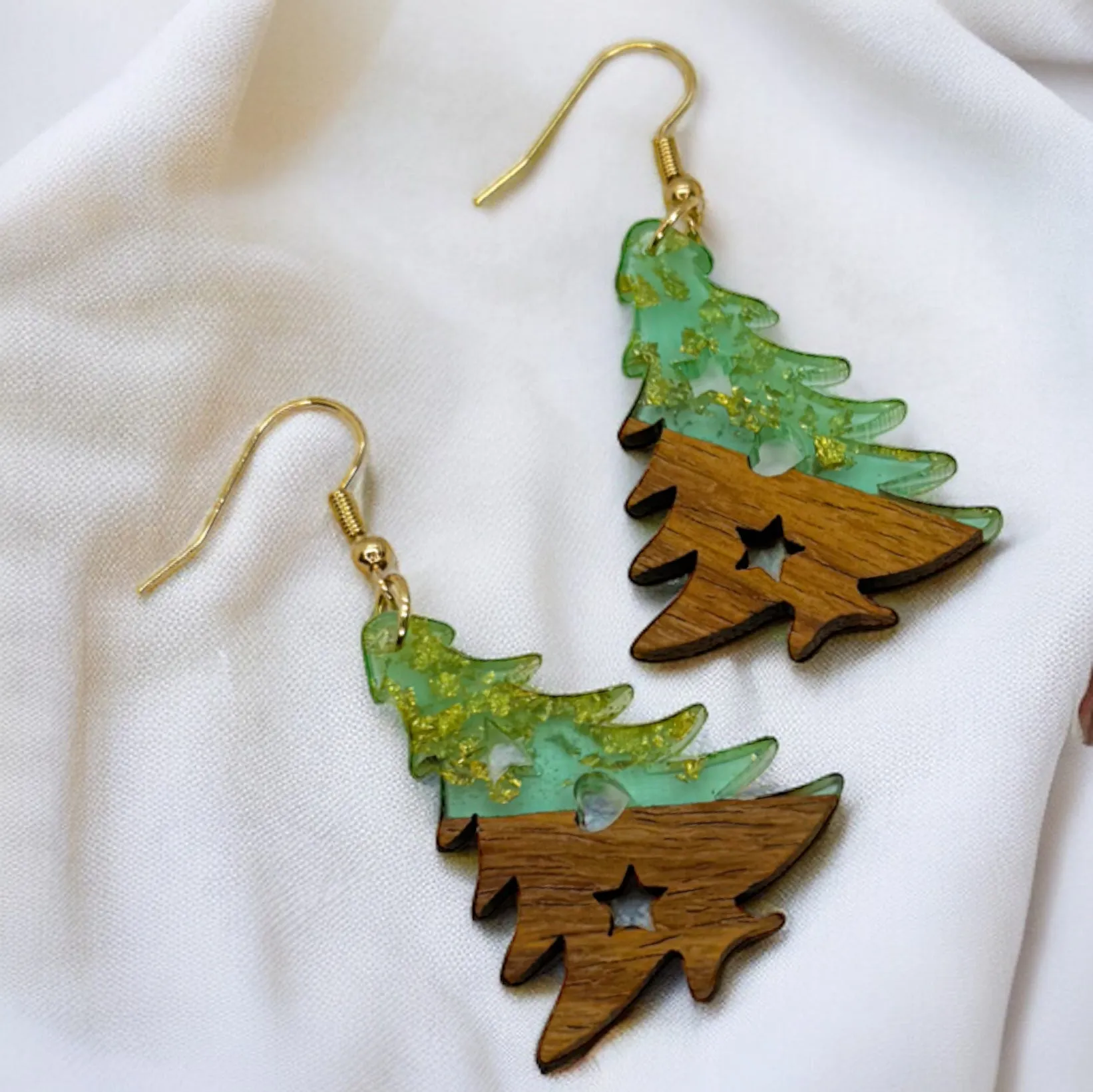 Christmas Tree Earrings - Christmas Jewelry, Handmade Earrings, Resin Earrings, Christmas Earrings, Holiday Earrings, Tree Earrings, Holiday