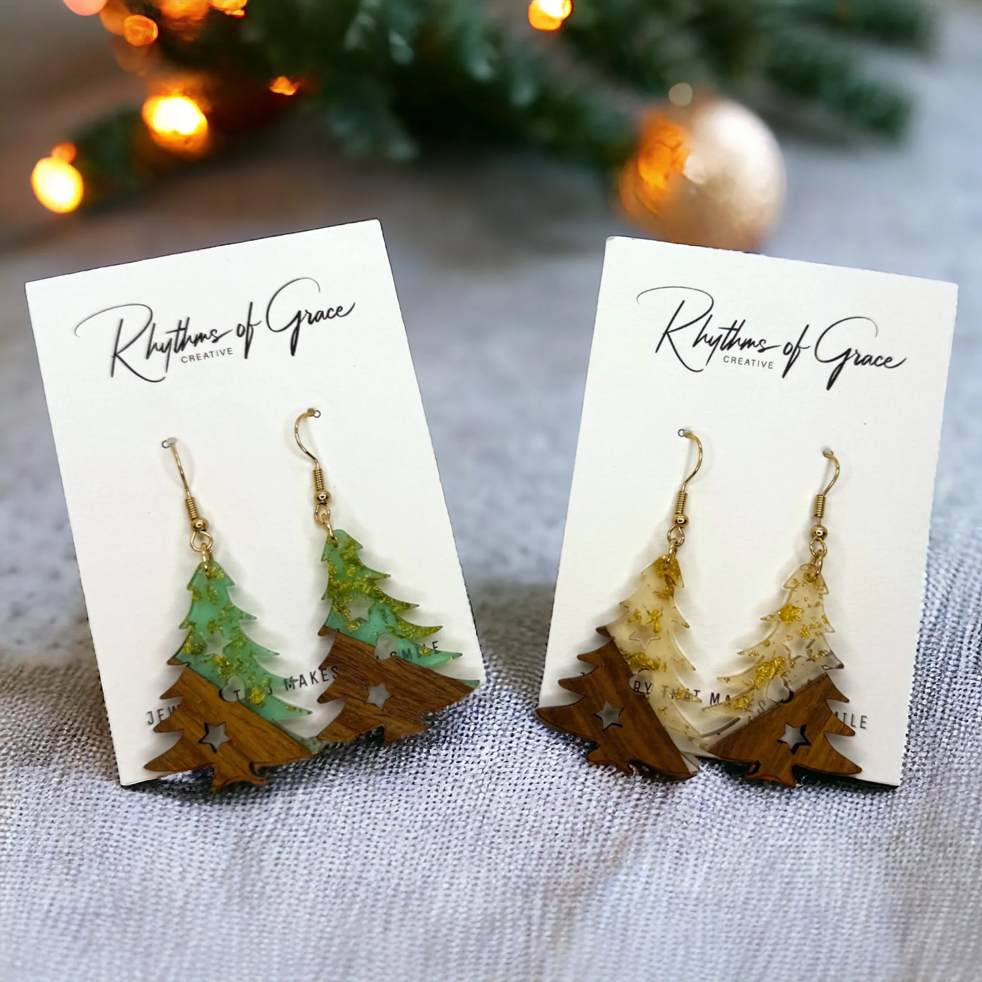 Christmas Tree Earrings - Christmas Jewelry, Handmade Earrings, Resin Earrings, Christmas Earrings, Holiday Earrings, Tree Earrings, Holiday