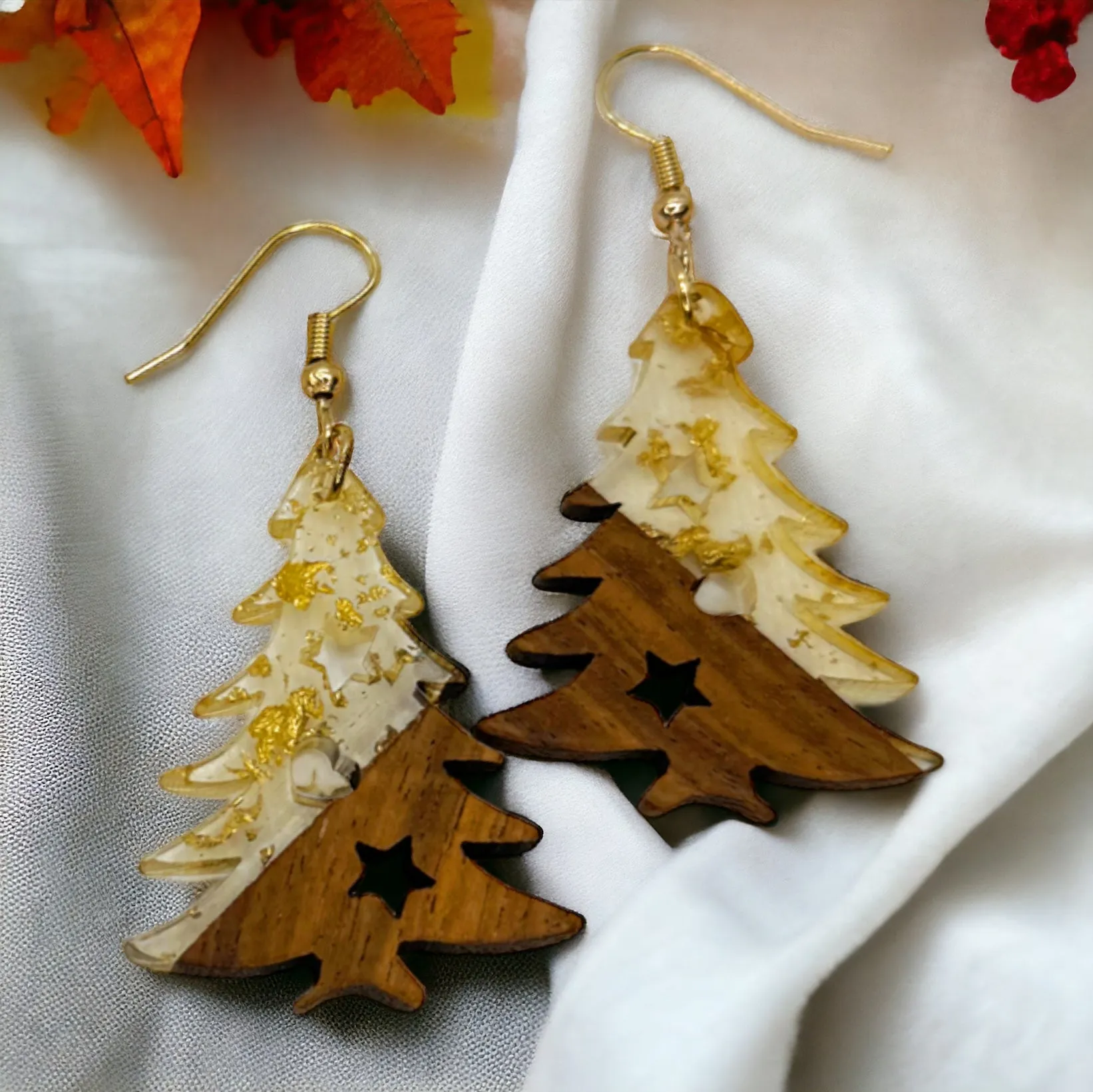 Christmas Tree Earrings - Christmas Jewelry, Handmade Earrings, Resin Earrings, Christmas Earrings, Holiday Earrings, Tree Earrings, Holiday