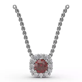 Classic Round Ruby and Diamond Pendant