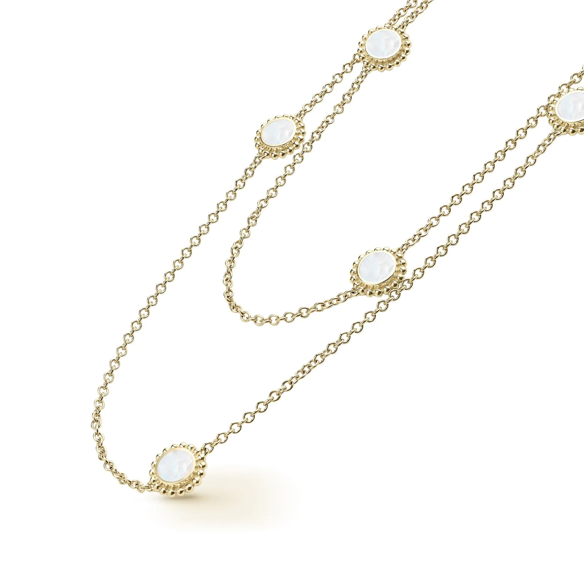 Covet Seven Station Round Mother of Pearl Necklace