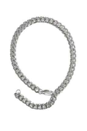 Cuban Silver Link Lariat Necklace