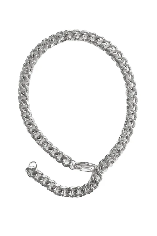 Cuban Silver Link Lariat Necklace