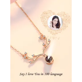 Customize Stainless Steel Accessories Projection Letter Crystal Pendant Necklace