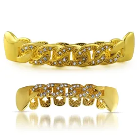 CZ Gold Cuban Grillz Set