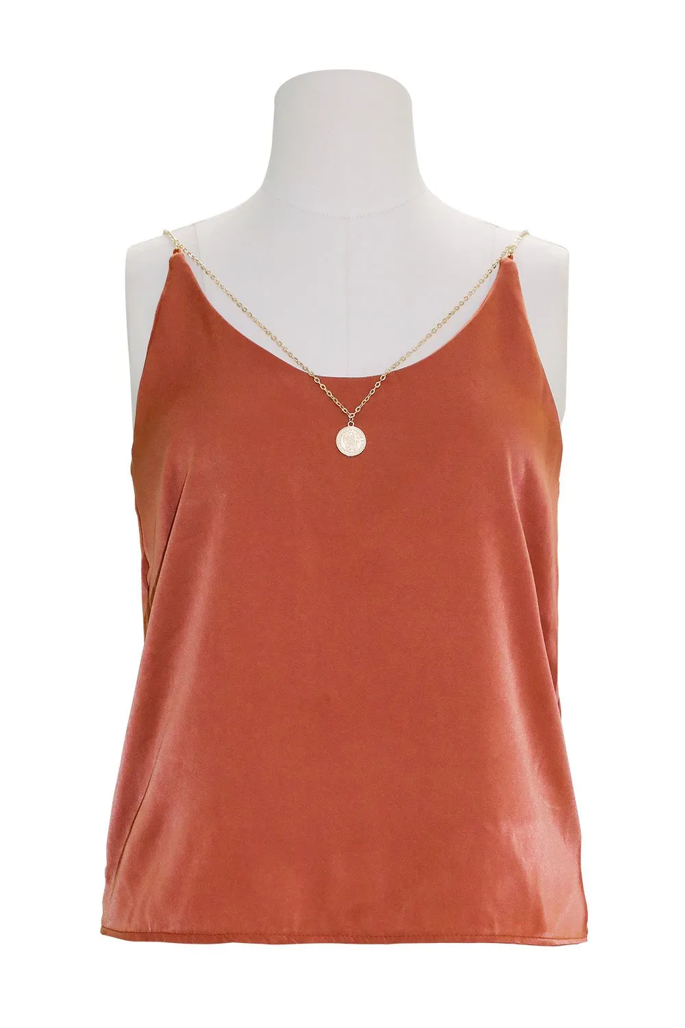 Dalary Satin Cami Top w/ Necklace Chain