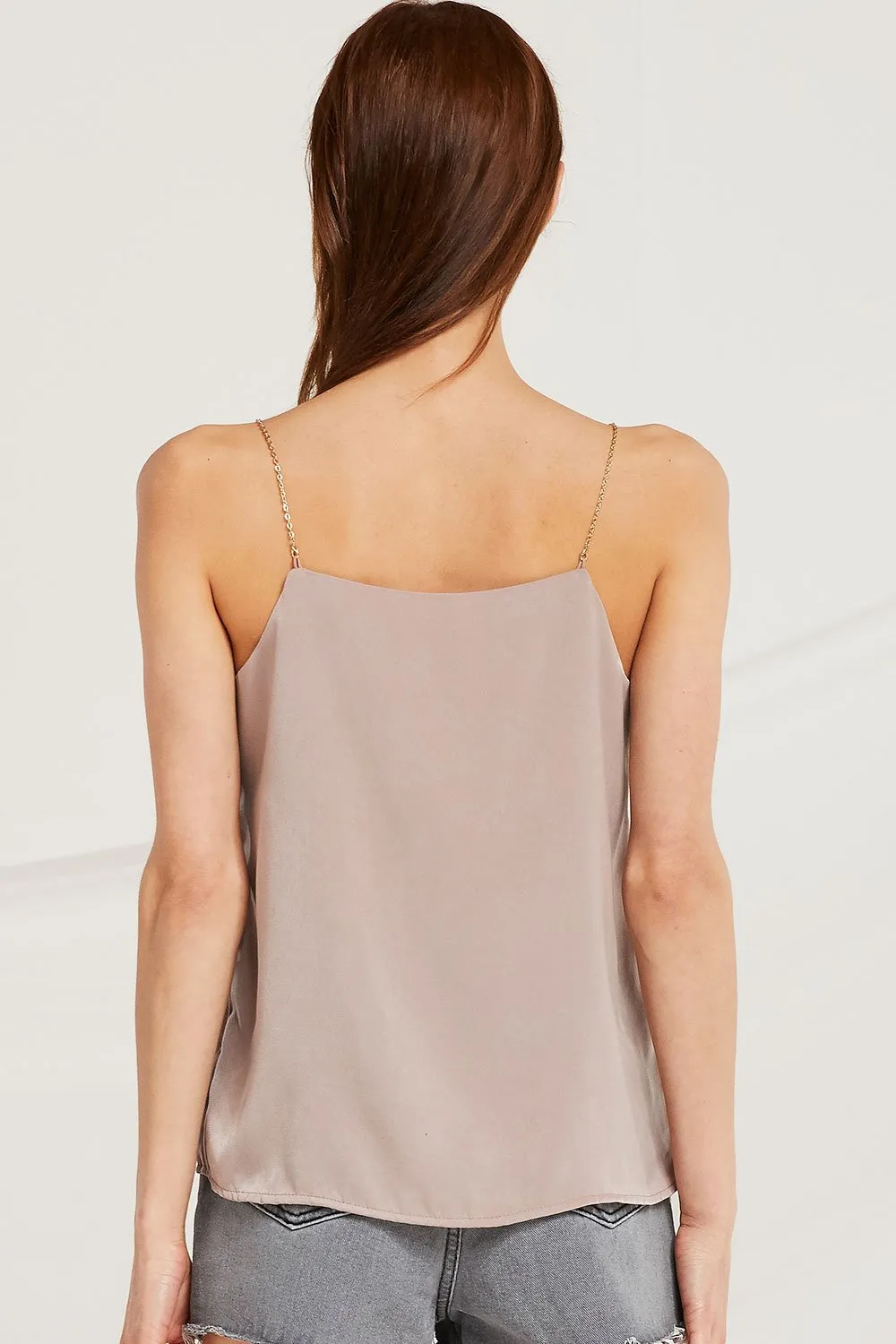 Dalary Satin Cami Top w/ Necklace Chain