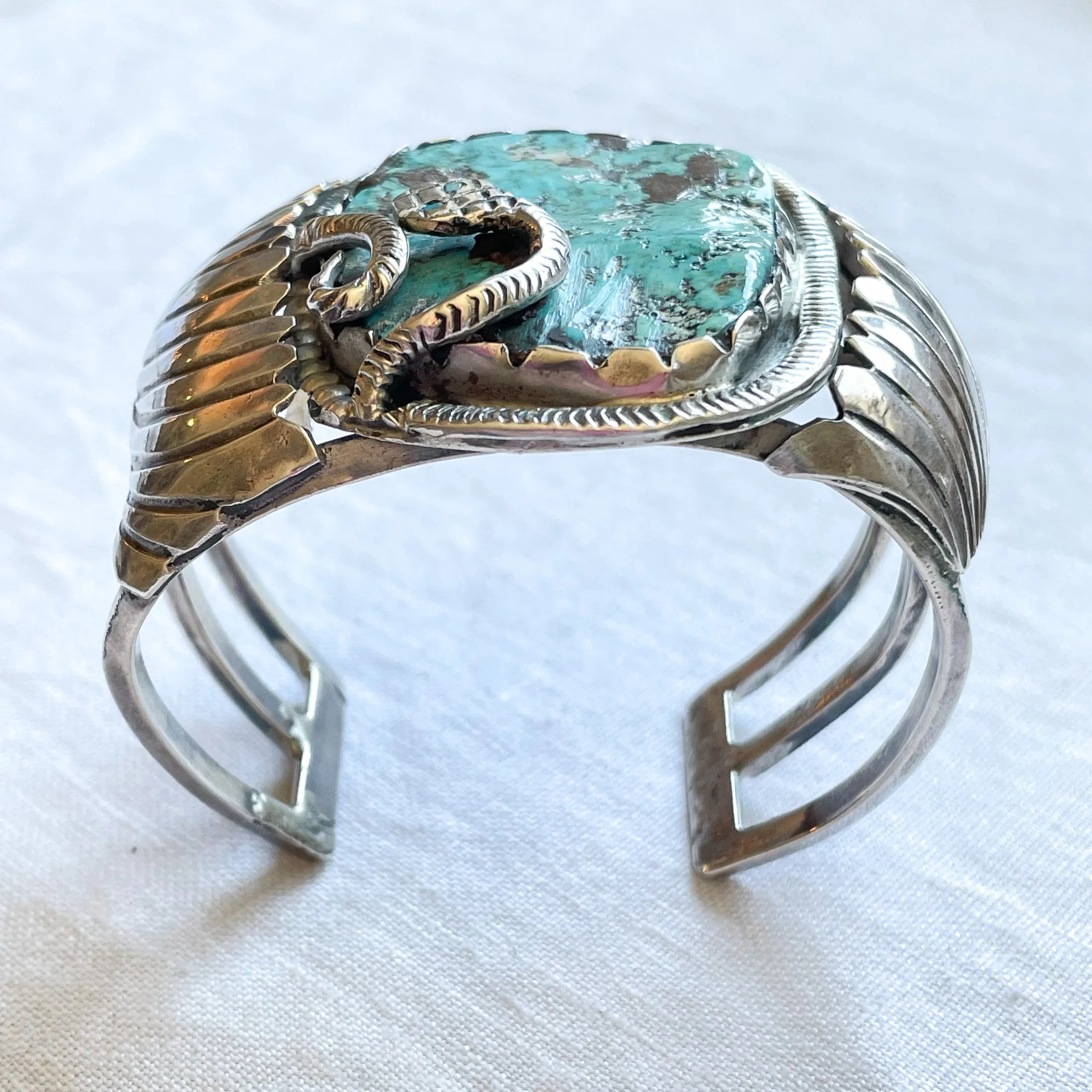 Dan Simplicio Sterling Turquoise Snake Statement Cuff Bracelet